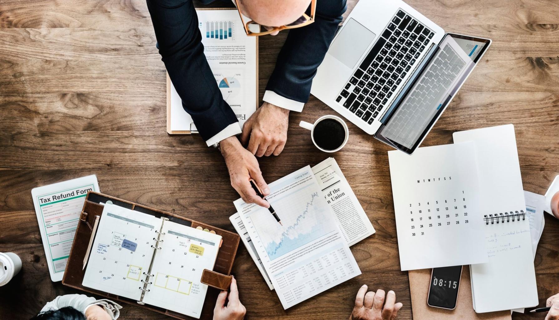 Financial analysis workspace with charts and property data